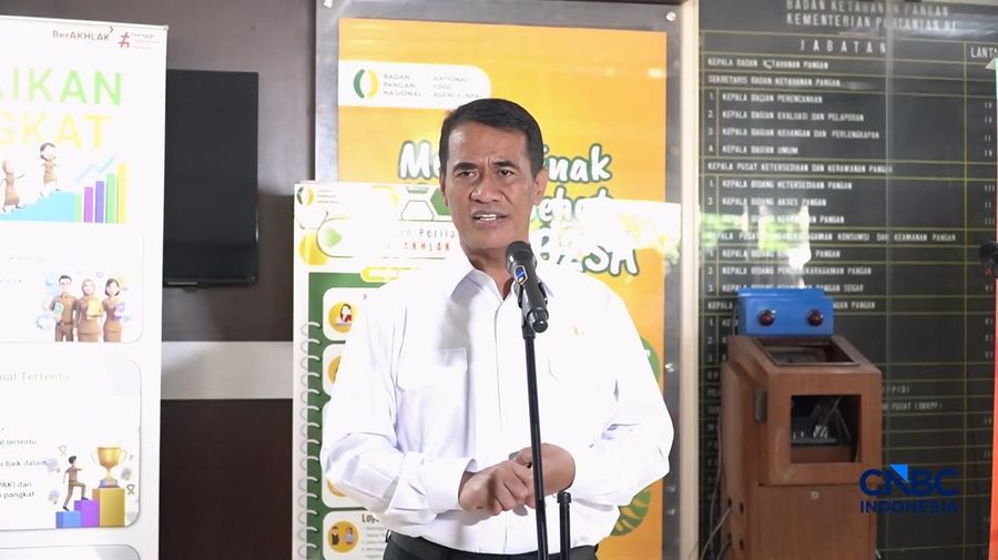 Kepala Badan Pangan Nasional (Bapanas) Andi Amran Sulaiman di Kementan, Rabu (4/3/2026). (CNBC Indonesia/Ferry Sandi)