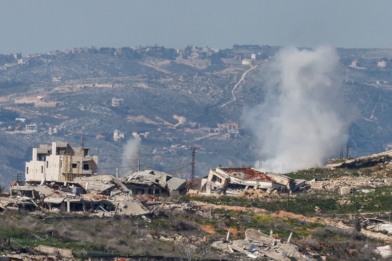 An Israeli tank manouvers in Lebanon, following an escalation between Hezbollah and Israel amid the U.S.-Israeli conflict with Iran, as seen from the Israeli side of the border with Lebanon, March 5, 2026. REUTERS/Ammar Awad