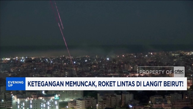 Video: Ketegangan Memuncak, Roket Lintas di Langit Beirut