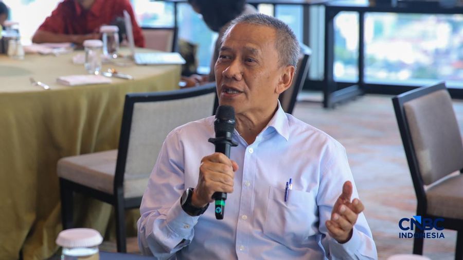 Sekretaris Jenderal GAIKINDO, Kukuh Kumara menyampaikan pemaparan dalam Energy Forum B50 Edition di Jakarta, Kamis (5/3/2026). (CNBC Indonesia/Faisal Rahman)