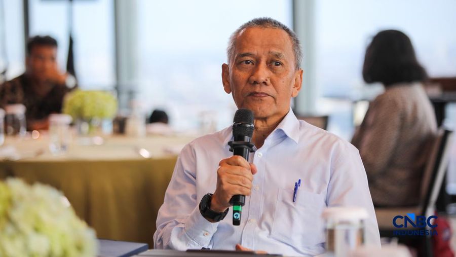 Sekretaris Jenderal GAIKINDO, Kukuh Kumara menyampaikan pemaparan dalam Energy Forum B50 Edition di Jakarta, Kamis (5/3/2026). (CNBC Indonesia/Faisal Rahman)