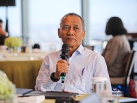 Sekretaris Jenderal GAIKINDO, Kukuh Kumara menyampaikan pemaparan dalam Energy Forum B50 Edition di Jakarta, Kamis (5/3/2026). (CNBC Indonesia/Faisal Rahman)