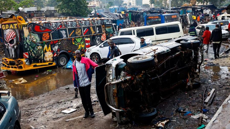 Dampak curah hujan lebat di daerah Grogan, Nairobi, Kenya, Sabtu (7/3/2026). (REUTERS/Thomas Mukoya)