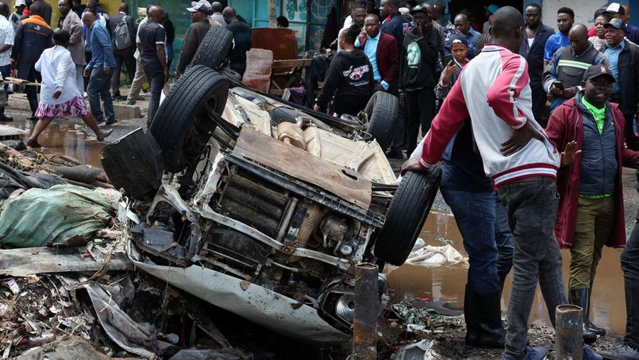 Kondisi pasca banjir bandang akbiat hujan lebat di daerah Grogan, Nairobi, Kenya, Sabtu (7/3/2026).(REUTERS/Monicah Mwangi)