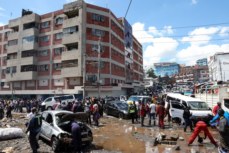 Kondisi pasca banjir bandang akbiat hujan lebat di daerah Grogan, Nairobi, Kenya, Sabtu (7/3/2026).(REUTERS/Monicah Mwangi)