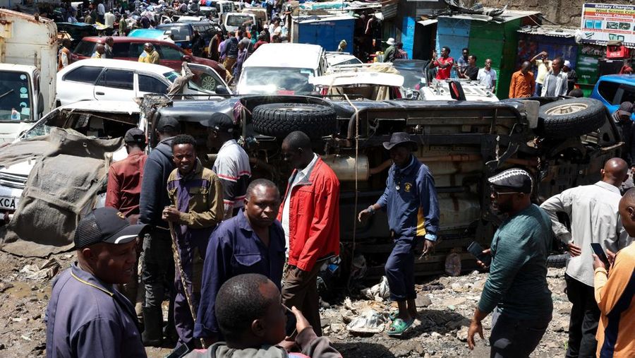 Kondisi pasca banjir bandang akbiat hujan lebat di daerah Grogan, Nairobi, Kenya, Sabtu (7/3/2026).(REUTERS/Monicah Mwangi)