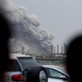 Asap mengepul setelah serangan terhadap Kilang Minyak Bapco, di tengah konflik AS-Israel dengan Iran, di Pulau Sitra, Bahrain, 9 Maret 2026. (REUTERS/Stringer)