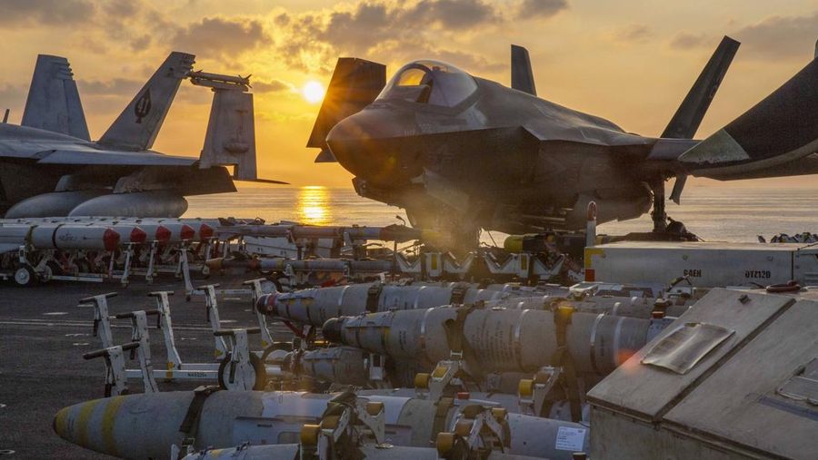 An F-35C Lightning II, attached to Marine Fighter Attack Squadron (VMFA) 314, is staged for flight operations on the flight deck of Nimitz-class aircraft carrier USS Abraham Lincoln (CVN 72) in support of Operation Epic Fury, Mar. 3, 2026. (U.S. Navy