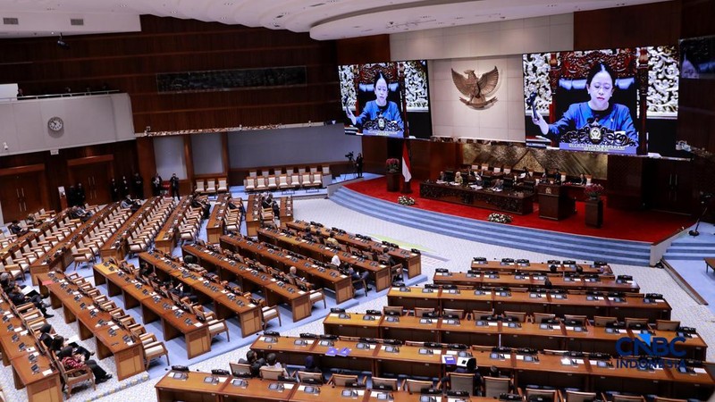 Dewan Perwakilan Rakyat (DPR) RI menggelar Rapat Paripurna ke-16 Masa Persidangan IV Tahun Sidang 2025-2026 pada Kamis (12/3/2026). (CNBC Indonesia/Muhammad Sabki)