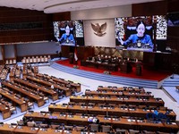 Dewan Perwakilan Rakyat (DPR) RI menggelar Rapat Paripurna ke-16 Masa Persidangan IV Tahun Sidang 2025-2026 pada Kamis (12/3/2026). (CNBC Indonesia/Muhammad Sabki)