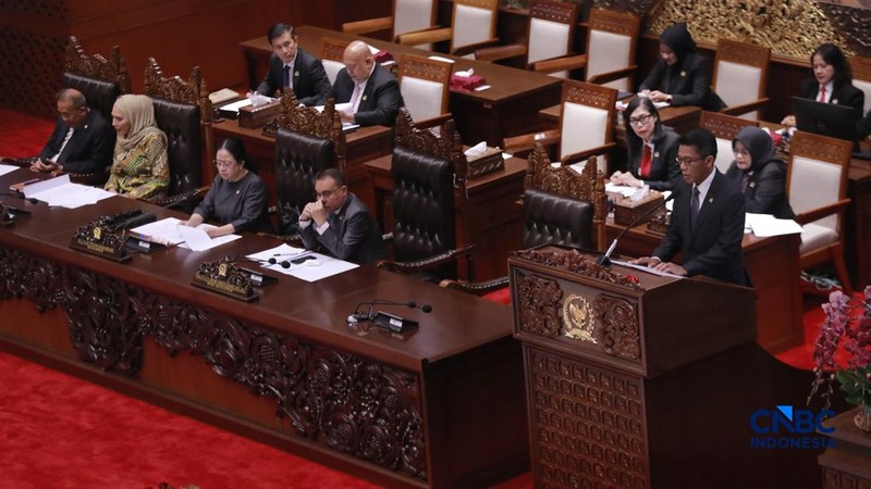 Dewan Perwakilan Rakyat (DPR) RI menggelar Rapat Paripurna ke-16 Masa Persidangan IV Tahun Sidang 2025-2026 pada Kamis (12/3/2026). (CNBC Indonesia/Muhammad Sabki)