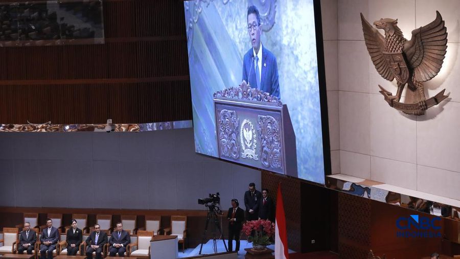 Dewan Perwakilan Rakyat (DPR) RI menggelar Rapat Paripurna ke-16 Masa Persidangan IV Tahun Sidang 2025-2026 pada Kamis (12/3/2026). (CNBC Indonesia/Muhammad Sabki)
