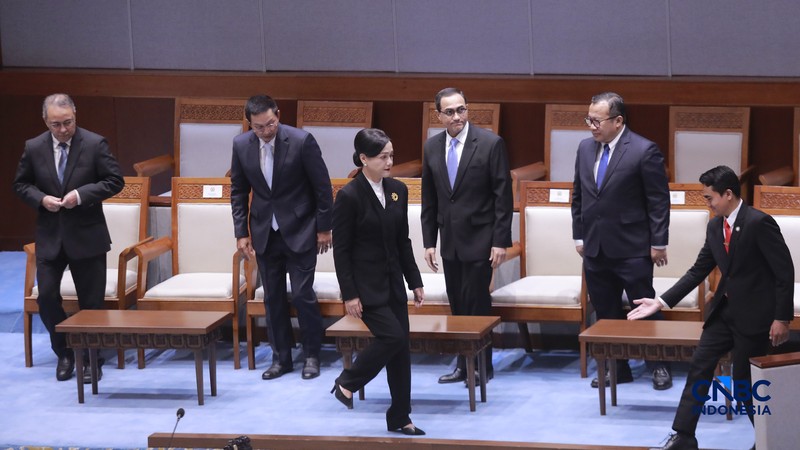 Dewan Perwakilan Rakyat (DPR) RI menggelar Rapat Paripurna ke-16 Masa Persidangan IV Tahun Sidang 2025-2026 pada Kamis (12/3/2026). (CNBC Indonesia/Muhammad Sabki)