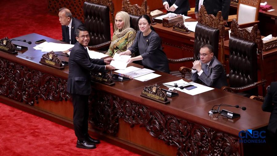 Dewan Perwakilan Rakyat (DPR) RI menggelar Rapat Paripurna ke-16 Masa Persidangan IV Tahun Sidang 2025-2026 pada Kamis (12/3/2026). (CNBC Indonesia/Muhammad Sabki)