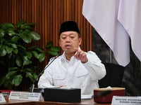 Menteri ATR/ Kepala BPN Nusron Wahid saat Rapat Koordinasi (Rakor) lanjutan Tim Terpadu Pengendalian Alih Fungsi Lahan Sawah, di Kantor Kementerian Koordinator (Kemenko) Bidang Pangan, Jakarta, Kamis (12/03/2026), Dok. Kementerian ATR/BPN