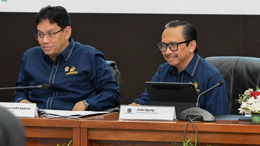 Wakil Menteri Keuangan (Wamenkeu) Juda Agung dalam Konferensi Pers APBN Kita di Jakarta pada Rabu (11/03/2026). (Dok. Kemenkeu/Biro KLI/Zalfa Dhiaulaq)