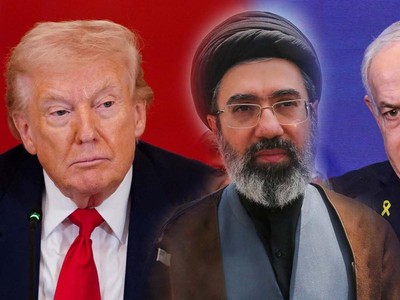 Foto kolase Presiden AS, Donald Trump, Pemimpin Tertinggi Iran yang baru, Ayatollah Mojtaba Khamenei, dan Perdana Menteri Israel, Benjamin Netanyahu. (Reuters)