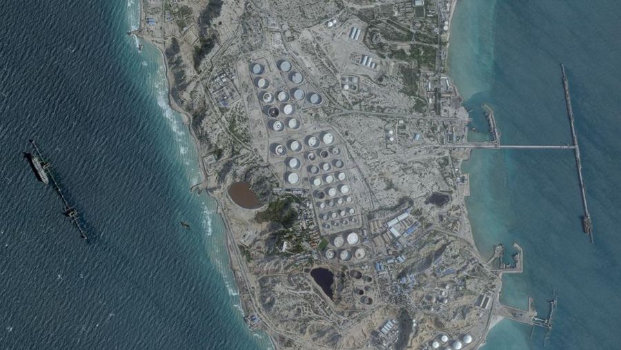 A satellite image shows an oil terminal at Kharg Island, Iran, February 25, 2026. 2026 Planet Labs PBC/Handout via REUTERS    THIS IMAGE HAS BEEN SUPPLIED BY A THIRD PARTY. MANDATORY CREDIT