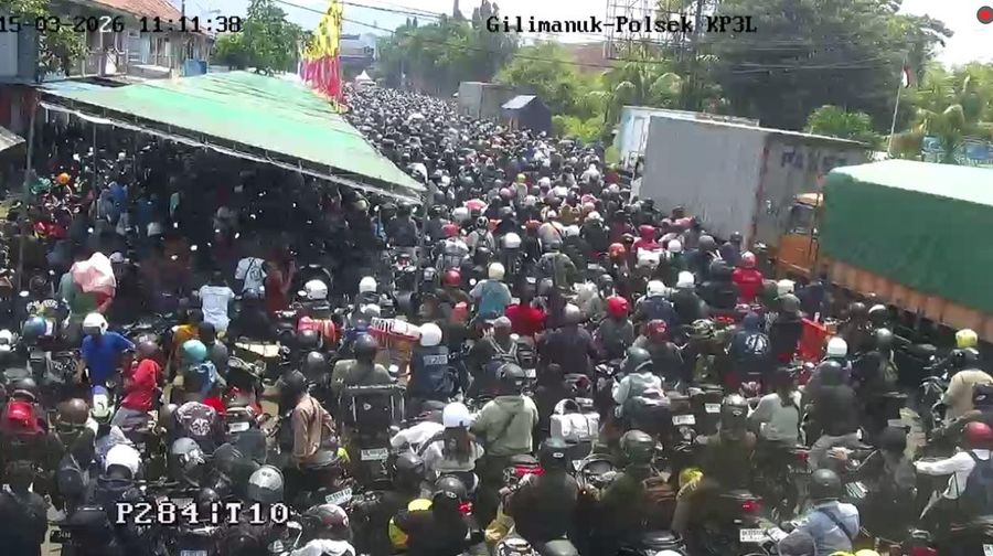 Antrean kendaraan pemudik menuju Pelabuhan Gilimanuk, Jembrana, Bali, Minggu (15/3/2026). (Dok. Polda Bali via Detikcom)