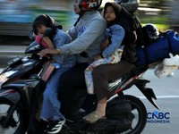 Ramai Pemudik Motor Sudah Masuk Jalur Pantura Karawang