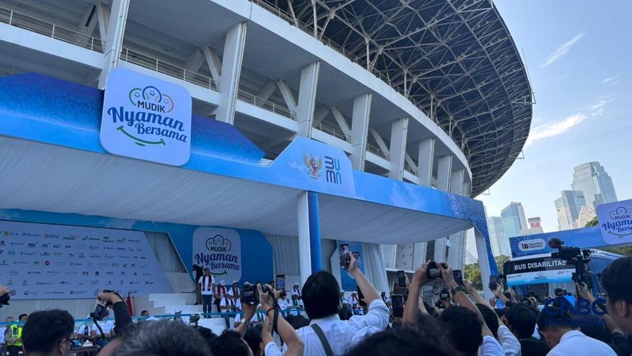 Pemberangkatan Mudik Gratis BUMN 2026 di Gelora Bung Karno (GBK), Jakarta, Selasa, (17/3/2026). (CNBC Indonesia/Zefanya Aprilia)