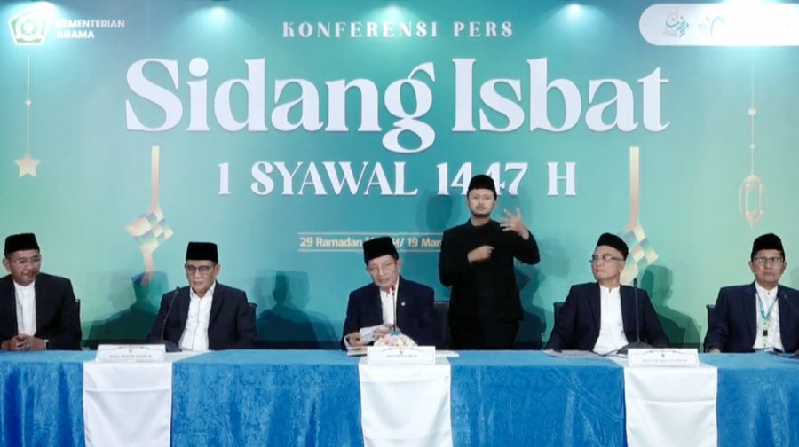 Konferensi pers Sidang Isbat penetapan 1 Syawal 1447 H di Jakarta, Kamis (19/3/2026). (YouTube/Kemenag RI)