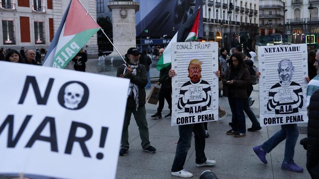 Ratusan Massa Kepung Madrid, Protes Perang Timur Tengah