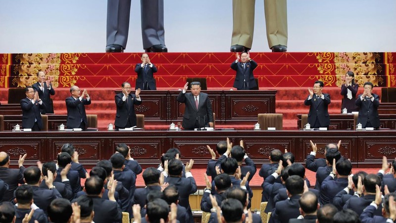 Badan legislatif Korea Utara (Korut) telah memilih kembali Kim Jong Un sebagai Presiden, Senin (23/3/2026). (via REUTERS/KCNA)