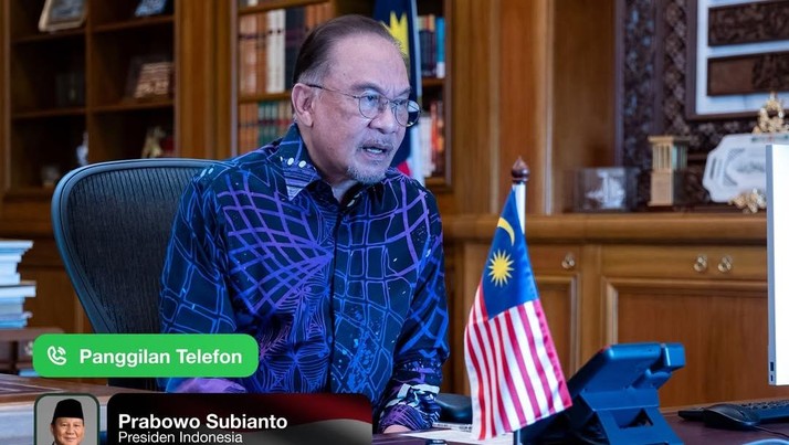 Perdana Menteri Malaysia Anwar Ibrahim menelfon Presiden Prabowo Subianto bersilaturahmi melalui sambungan telepon dengan para pemimpin negara muslim, Selasa (24/3/2026). (Tangkapan layar instagram @anwaribrahim_my)