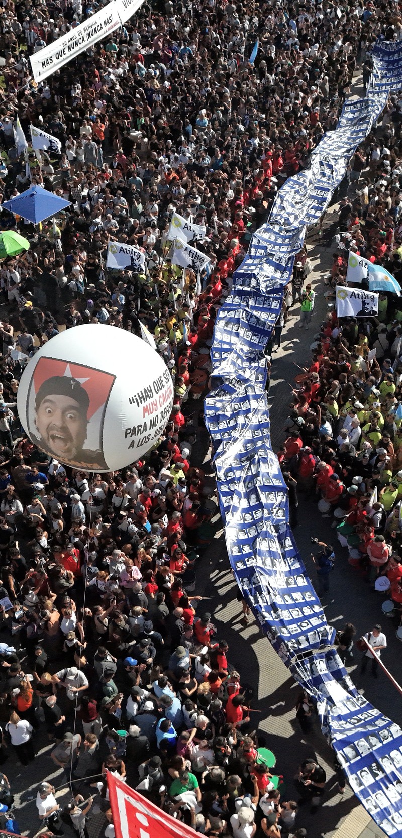 A drone view shows people participating in a demonstration to mark the 50th anniversary of the 1976 military coup, at Plaza de Mayo square in Buenos Aires, Argentina March 24, 2026. REUTERS/Agustin Marcarian