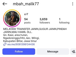 Geger Akun IG Tawarkan Jasa Aborsi di Blitar, Polisi Turun Tangan