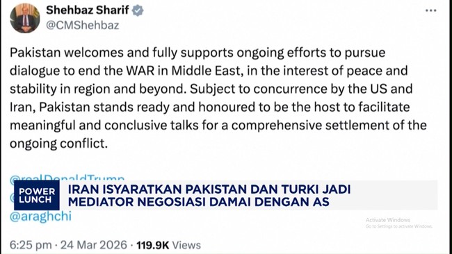 Iran Sebut Pakistan dan Turki Jadi Mediator Negosiasi Damai Dengan AS