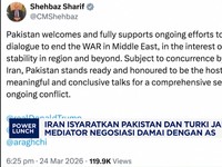 Iran Sebut Pakistan & Turki Jadi Mediator Negosiasi Damai Dengan AS