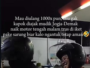Cerita Viral Mudik Naik Motor, Istri Diikat Sarung agar Tetap Aman