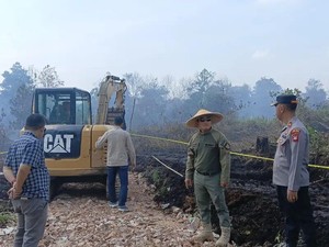 Polisi Segel Lahan Terbakar di Kubu Raya, 9 Titik Dipasang Garis Polisi