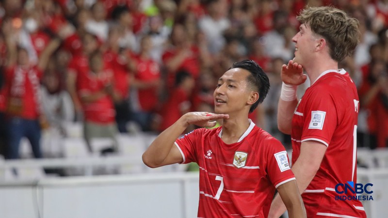 Timnas Indonesia meraih kemenangan 4-0 atas Saint Kitts &amp; Nevis dalam gelaran FIFA Series 2026 di Stadion Utama Gelora Bung Karno (SUGBK), Senayan Jakarta, Jumat (27/3/2026) malam. (CNBC Indonesia/Faisal Rahman)
