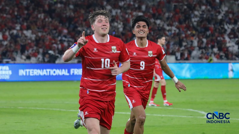 Timnas Indonesia meraih kemenangan 4-0 atas Saint Kitts &amp; Nevis dalam gelaran FIFA Series 2026 di Stadion Utama Gelora Bung Karno (SUGBK), Senayan Jakarta, Jumat (27/3/2026) malam. (CNBC Indonesia/Faisal Rahman)