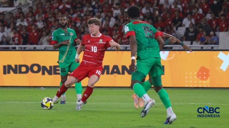 Timnas Indonesia meraih kemenangan 4-0 atas Saint Kitts & Nevis dalam gelaran FIFA Series 2026 di Stadion Utama Gelora Bung Karno (SUGBK), Senayan Jakarta, Jumat (27/3/2026) malam. (CNBC Indonesia/Faisal Rahman)