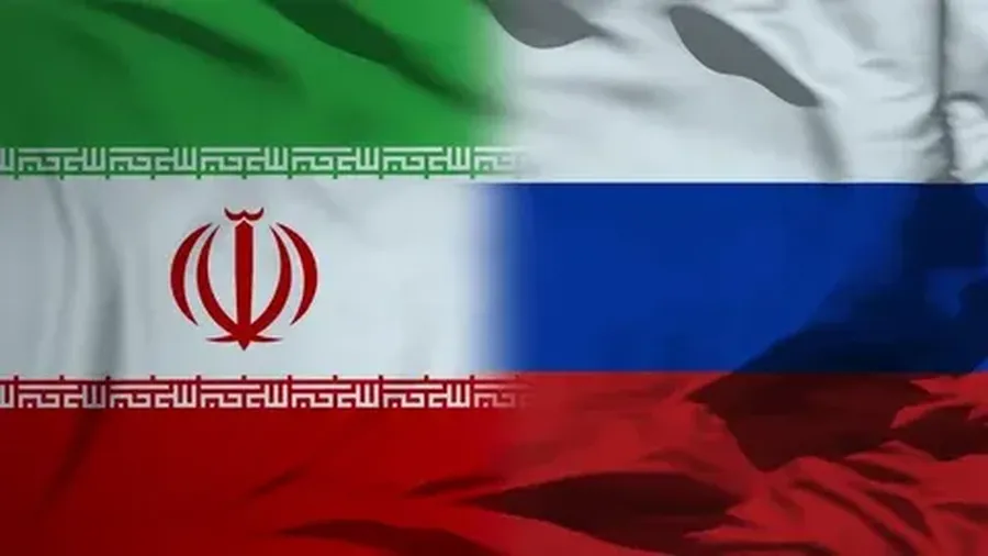 Ilustrasi bendera kolase Iran dan Rusia. (Reuters)