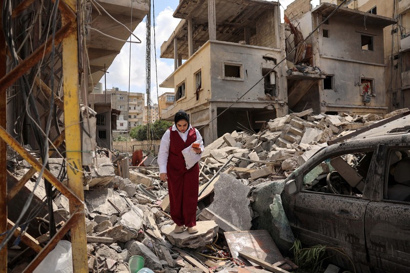 Israel terus menggempur Lebanon. Terbaru, Israel melancarkan serangan ke Lebanon bagian selatan, tepatnya di kota Saksakiyah distrik Sidon. Jumat (27/3/3036). (REUTERS/Yara Nardi)
