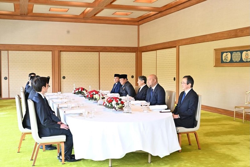 Presiden Prabowo Subianto melakukan kunjungan resmi perdananya ke Jepang. Prabowo menemui Kaisar Naruhito di Imperial Palace, Tokyo, Senin (30/3/2026). (REUTERS/Issei Kato)