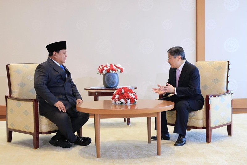 Presiden Prabowo Subianto melakukan kunjungan resmi perdananya ke Jepang. Prabowo menemui Kaisar Naruhito di Imperial Palace, Tokyo, Senin (30/3/2026). (REUTERS/Issei Kato)