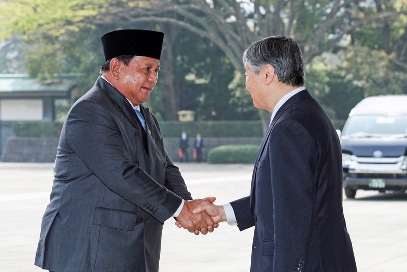 Presiden Prabowo Subianto melakukan kunjungan resmi perdananya ke Jepang. Prabowo menemui Kaisar Naruhito di Imperial Palace, Tokyo, Senin (30/3/2026). (REUTERS/Issei Kato)