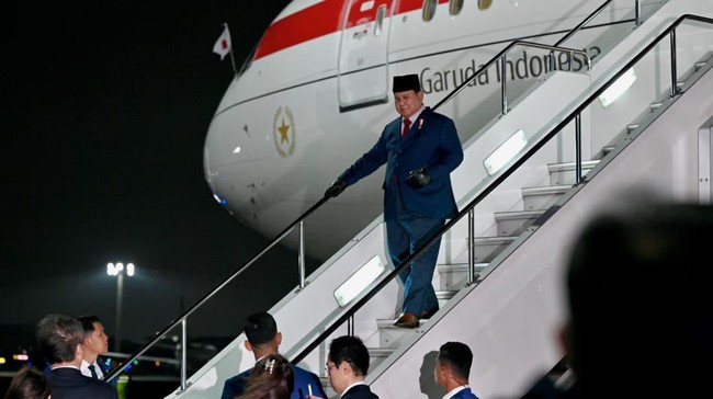 Potret Prabowo Tiba di Jepang, Lawatan Resmi Perdana sebagai Presiden