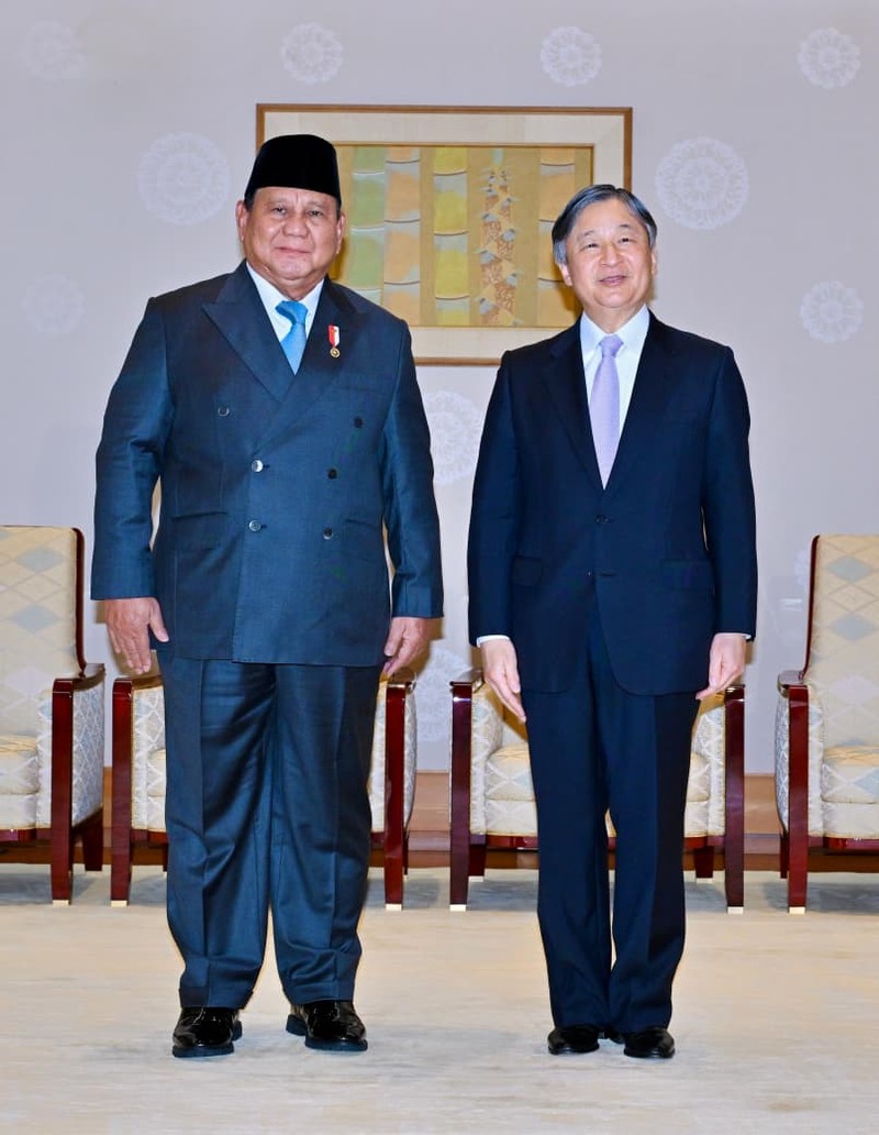 Presiden Republik Indonesia Prabowo Subianto melakukan kunjungan kehormatan kepada Kaisar Jepang Naruhito di Istana Kekaisaran Jepang, Tokyo, pada Senin, 30 Maret 2026. (Laily Rachev - Biro Pers, Media, dan Informasi Sekretariat Presiden)