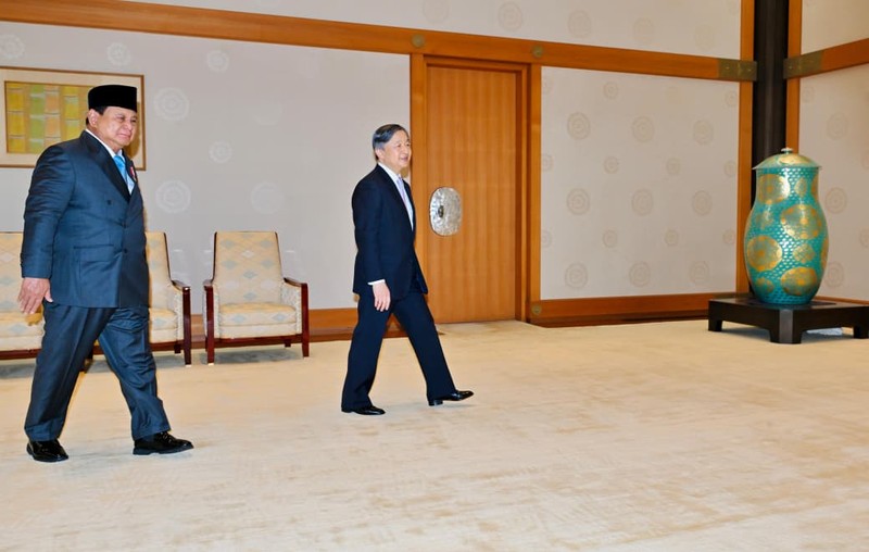 Presiden Republik Indonesia Prabowo Subianto melakukan kunjungan kehormatan kepada Kaisar Jepang Naruhito di Istana Kekaisaran Jepang, Tokyo, pada Senin, 30 Maret 2026. (Laily Rachev - Biro Pers, Media, dan Informasi Sekretariat Presiden)