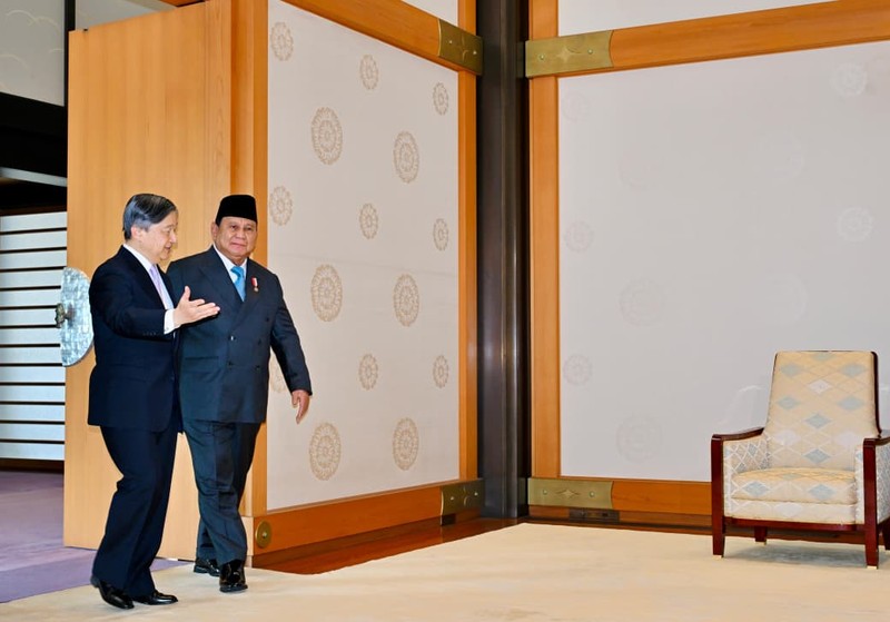 Presiden Republik Indonesia Prabowo Subianto melakukan kunjungan kehormatan kepada Kaisar Jepang Naruhito di Istana Kekaisaran Jepang, Tokyo, pada Senin, 30 Maret 2026. (Laily Rachev - Biro Pers, Media, dan Informasi Sekretariat Presiden)