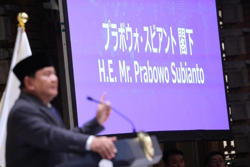 Presiden Republik Indonesia Prabowo Subianto menghadiri Forum Bisnis Indonesia-Jepang yang digelar di Imperial Hotel Tokyo pada Senin, (30/3/2026). (Tangkapan layar @prabowo)