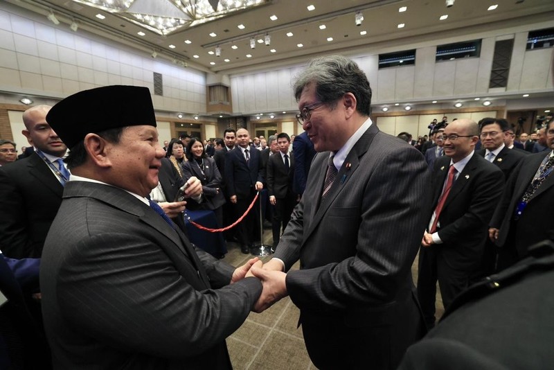 Presiden Republik Indonesia Prabowo Subianto menghadiri Forum Bisnis Indonesia-Jepang yang digelar di Imperial Hotel Tokyo pada Senin, (30/3/2026). (Tangkapan layar @prabowo)