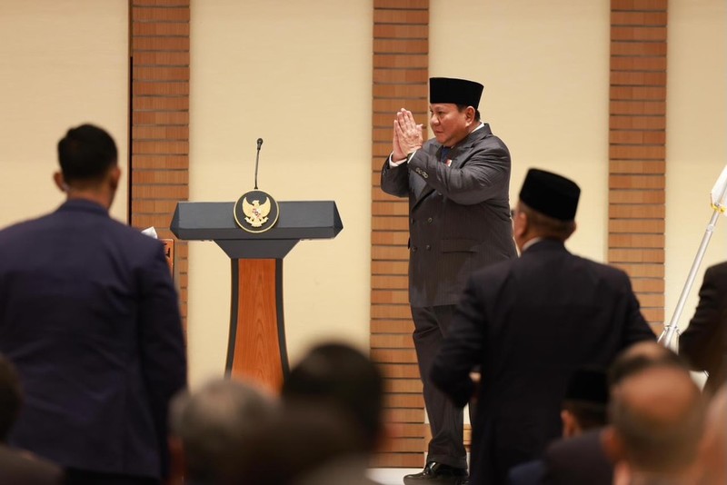 Presiden Republik Indonesia Prabowo Subianto menghadiri Forum Bisnis Indonesia-Jepang yang digelar di Imperial Hotel Tokyo pada Senin, (30/3/2026). (Tangkapan layar @prabowo)
